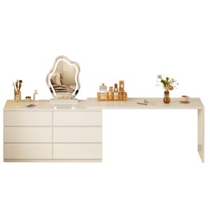Creamy Corner Vanity Desk